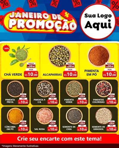 Modelo de Rede Social para Feed Instagram com o tema Janeiro de Promoção para Produtos Naturais