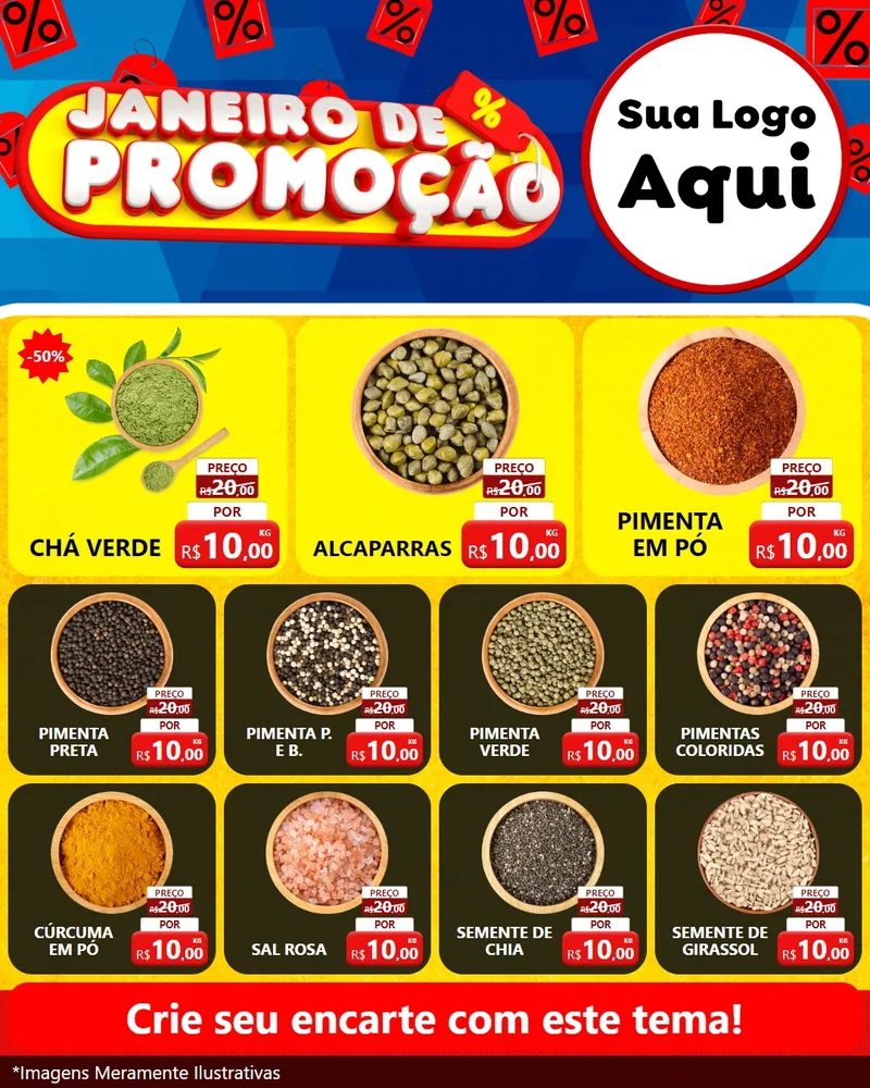 Modelo de Rede Social para Feed Instagram com o tema Janeiro de Promoção para Produtos Naturais