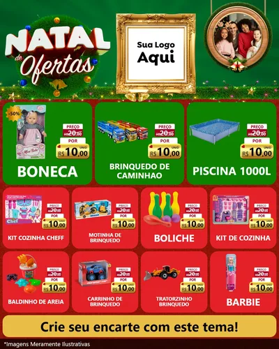 Modelo de Rede Social para Feed Instagram com o tema Natal de Ofertas para Brinquedos