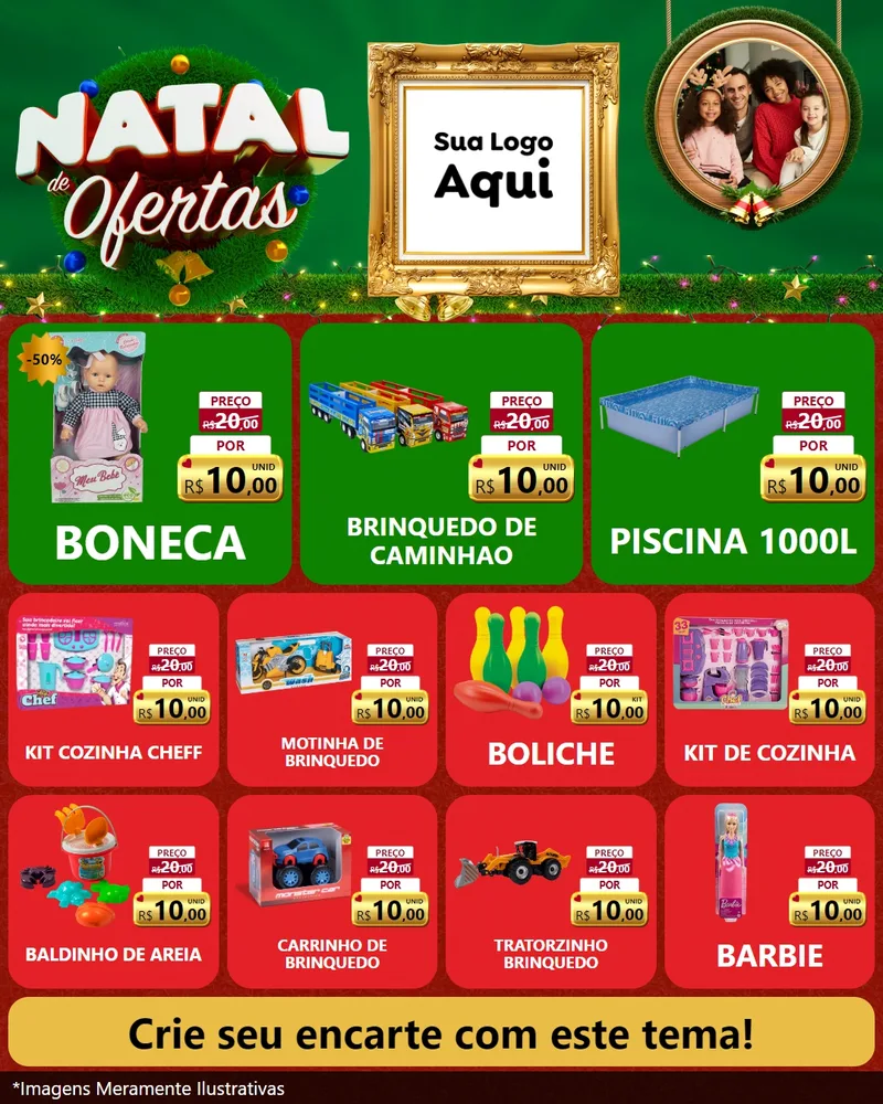 Modelo de Rede Social para Feed Instagram com o tema Natal de Ofertas para Brinquedos