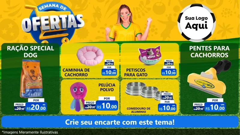 Modelo de TV para TV Horizontal com o tema Semana de Ofertas - Copa para Pet Shop