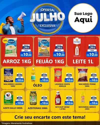 Modelo de Rede Social para Feed Instagram com o tema Oferta Exclusiva, Julho para Supermercado