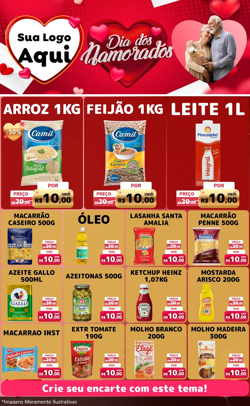 Modelo de Encarte para Encarte Grande com o tema Dia Dos Namorados para Supermercado
