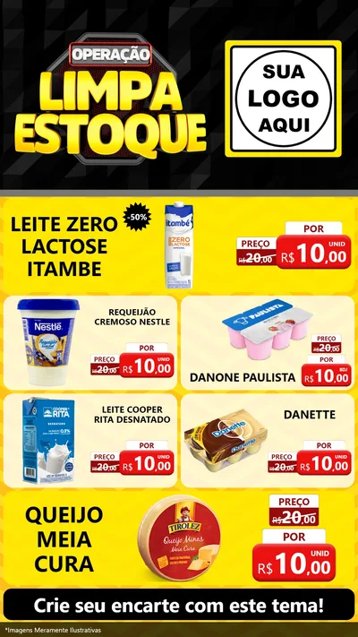 Modelo de TV para TV Vertical com o tema Operação Limpa Estoque para Frios e Laticínios