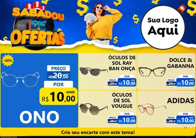 Modelo de Encarte para Encarte A4 Horizontal com o tema Sabadou de Ofertas para Óticas