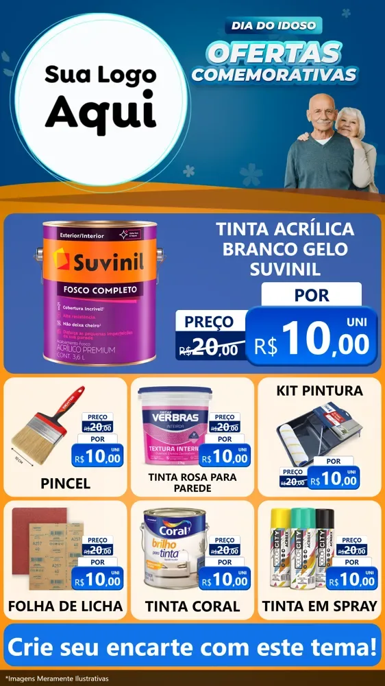 Modelo de Rede Social para Stories com o tema Dia do Idoso para Tintas e Ferramentas