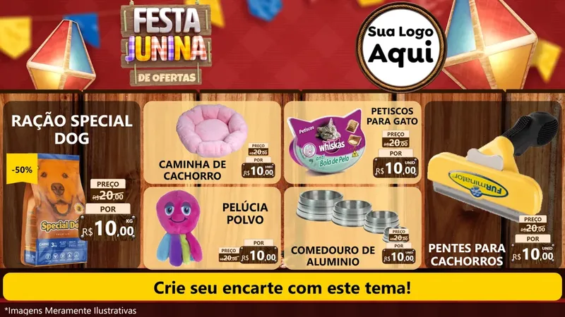 Modelo de TV para TV Horizontal com o tema Festa Junina de Ofertas para Pet Shop