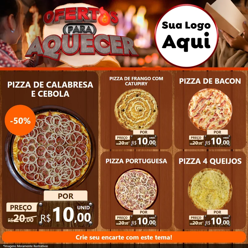 Modelo de Rede Social para Feed Facebook com o tema Ofertas Para Aquecer para Pizzaria