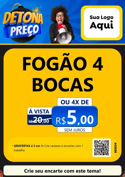Modelo de Cartaz para Cartaz A4 Vertical com o tema Detona Preços para Móveis e Eletro