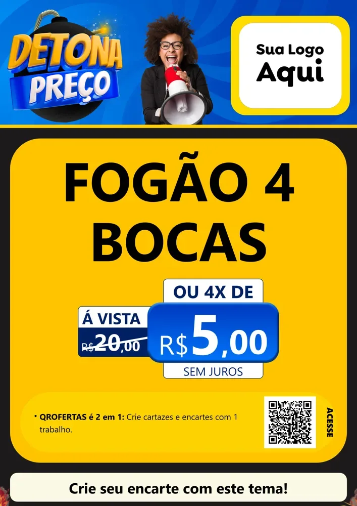 Modelo de Cartaz para Cartaz A4 Vertical com o tema Detona Preços para Móveis e Eletro