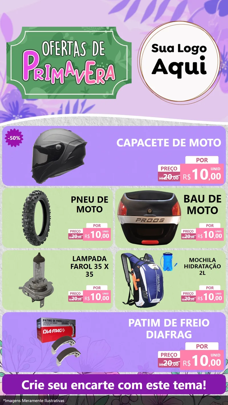 Modelo de TV para TV Vertical com o tema Ofertas de Primavera para Moto peças