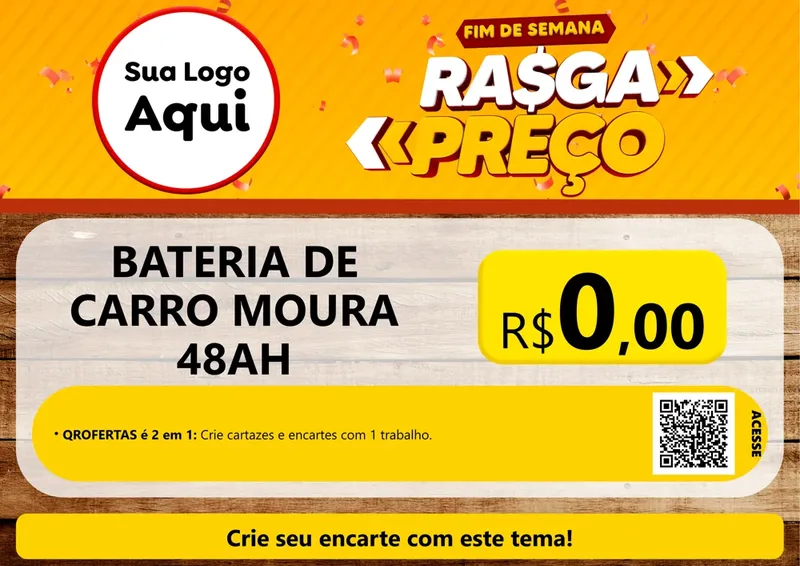 Modelo de Cartaz para Cartaz A4 Horizontal com o tema Fim de Semana Rasga Preços para Baterias Elétricas