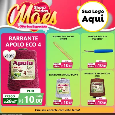Modelo de Rede Social para Feed Facebook com o tema Show das Mães - Ofertas Especiais para Armarinho e Aviamentos