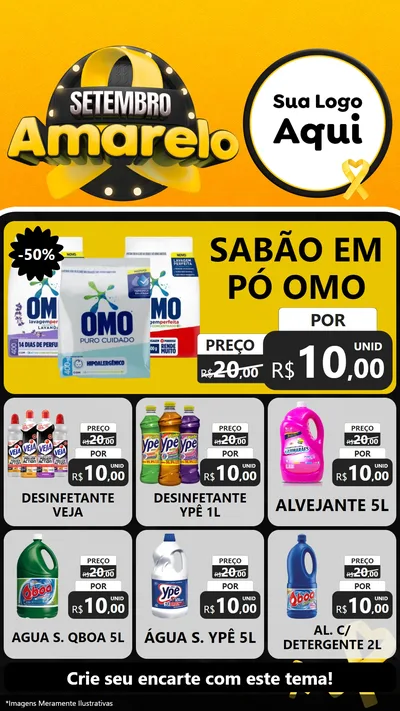 Modelo de Rede Social para Stories com o tema Setembro Amarelo para Produtos de Limpeza