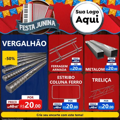 Modelo de Rede Social para Feed Facebook com o tema Festa Junina para Ferragens