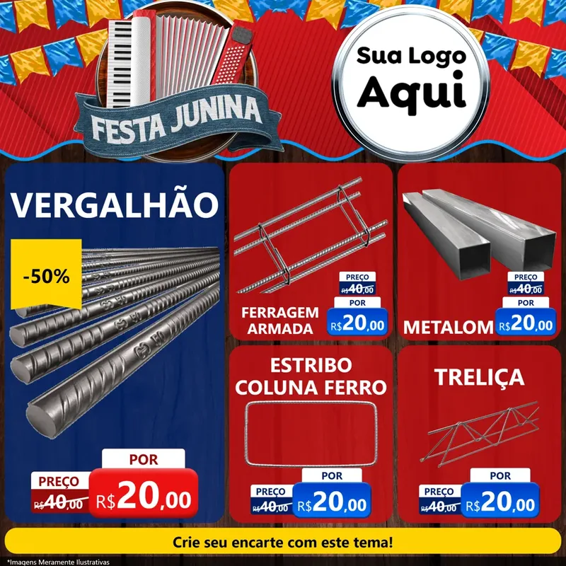 Modelo de Rede Social para Feed Facebook com o tema Festa Junina para Ferragens