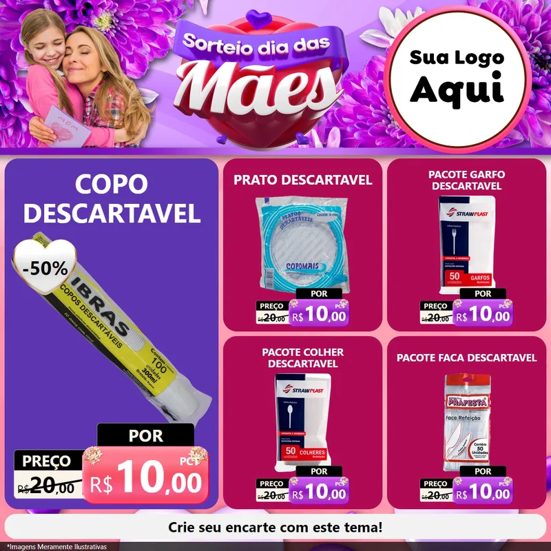 Modelo de Rede Social para Feed Facebook com o tema Sorteio Dia das Mães para Embalagens