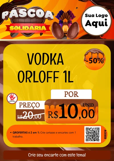 Modelo de Cartaz para Cartaz A4 Vertical com o tema Páscoa Solidária para Distribuidora de bebidas