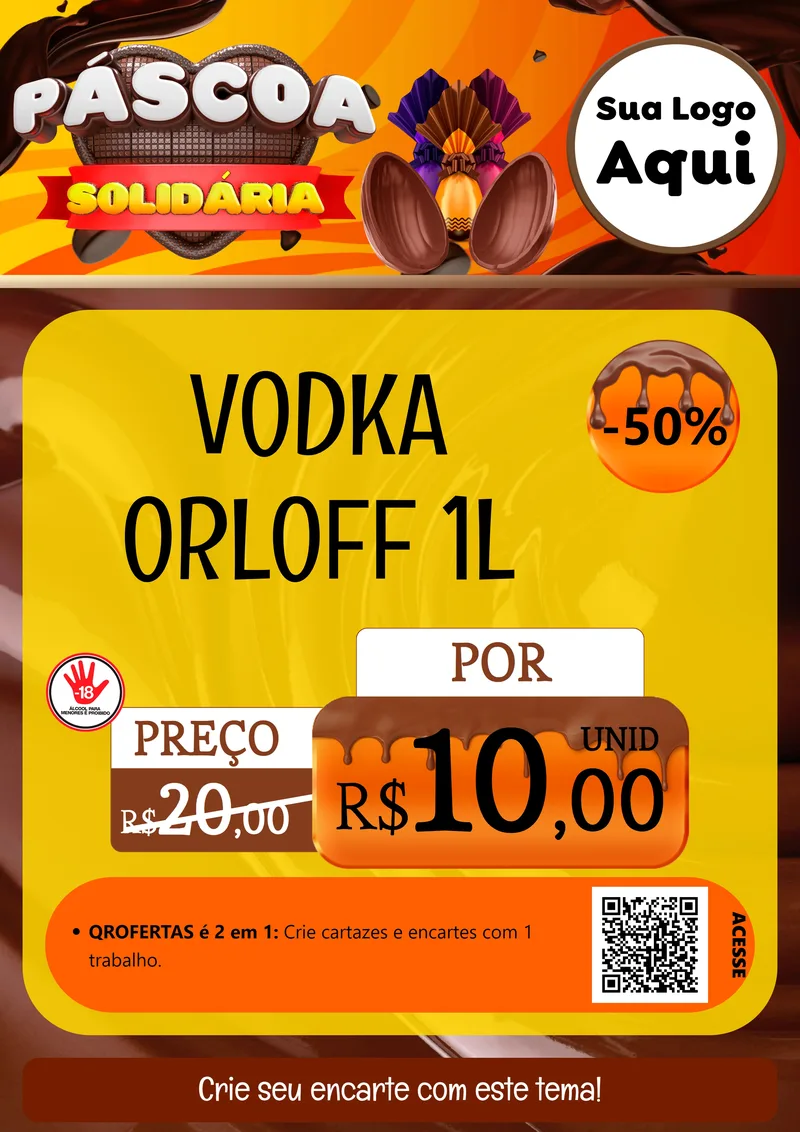 Modelo de Cartaz para Cartaz A4 Vertical com o tema Páscoa Solidária para Distribuidora de bebidas