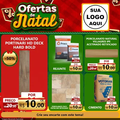Modelo de Rede Social para Feed Facebook com o tema Ofertas de Natal para Pisos e revestimentos