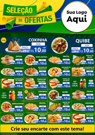 Modelo de Encarte para Encarte A4 Vertical com o tema Seleção de Ofertas - Copa para Salgadaria