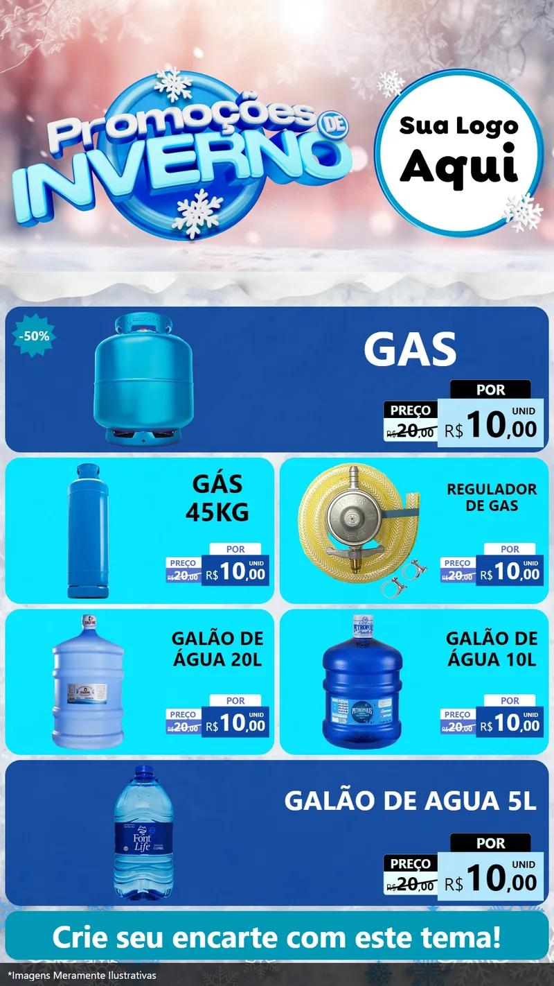 Modelo de TV para TV Vertical com o tema Promoções de Inverno para Água e gás