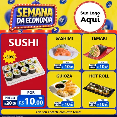 Modelo de Rede Social para Feed Facebook com o tema Semana da Economia para Comida japonesa