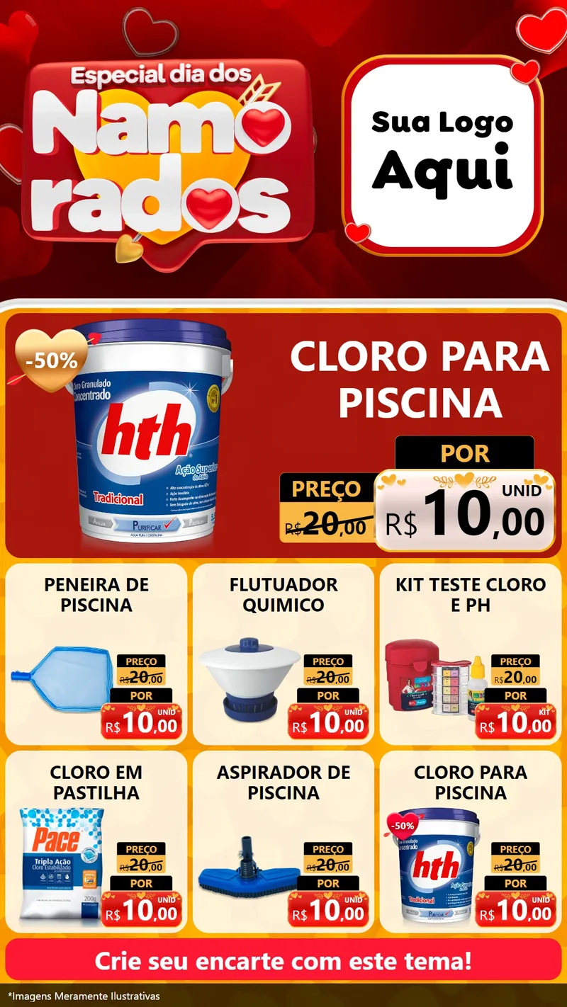 Modelo de Rede Social para Stories com o tema Especial Dia dos Namorados para Produtos para Piscina