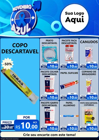 Modelo de Encarte para Encarte A4 Vertical com o tema Novembro Azul para Embalagens