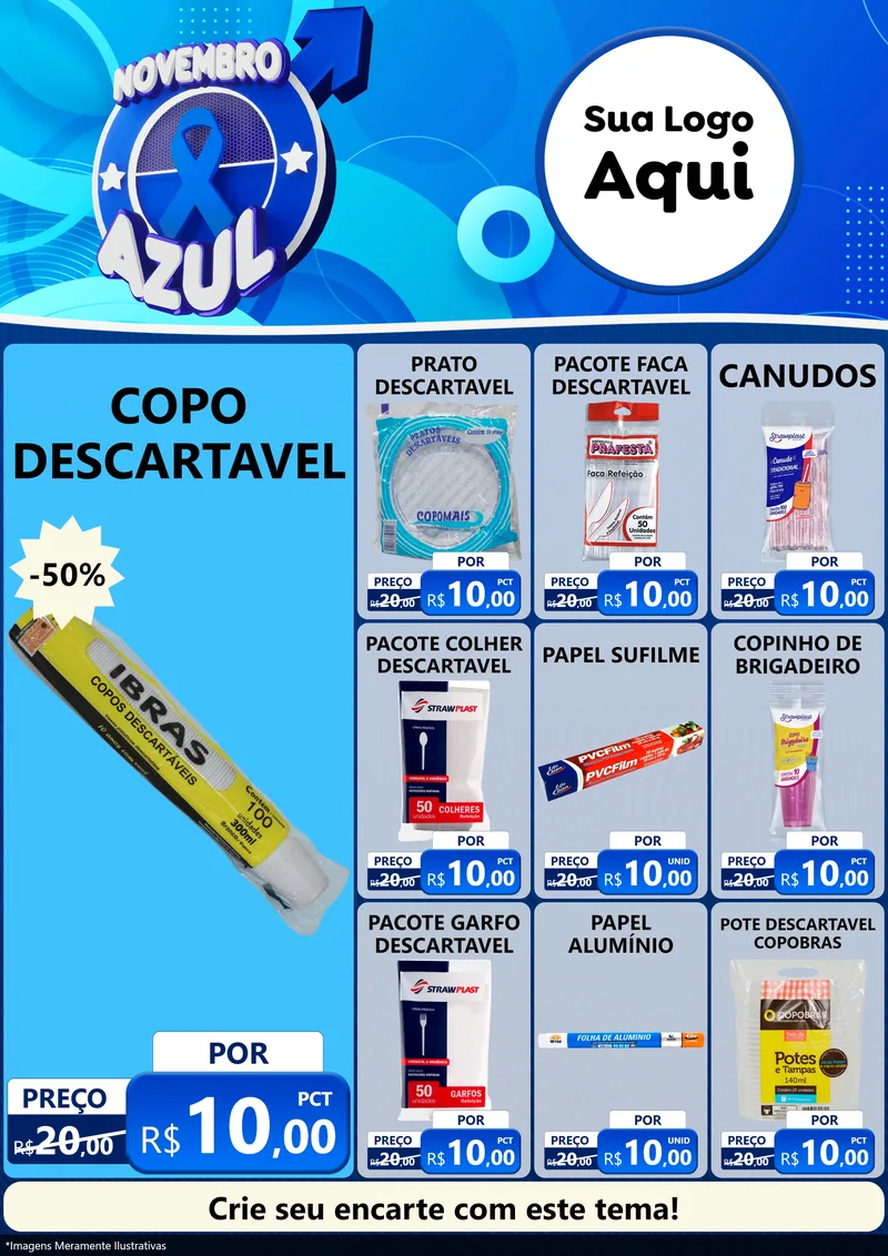Modelo de Encarte para Encarte A4 Vertical com o tema Novembro Azul para Embalagens