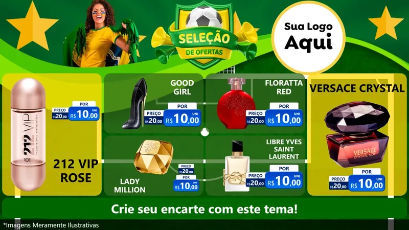 Modelo de TV para TV Horizontal com o tema Seleção de Ofertas - Copa para Perfumes