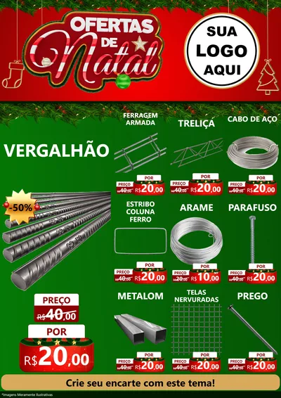 Modelo de Encarte para Encarte A4 Vertical com o tema Ofertas de Natal para Ferragens