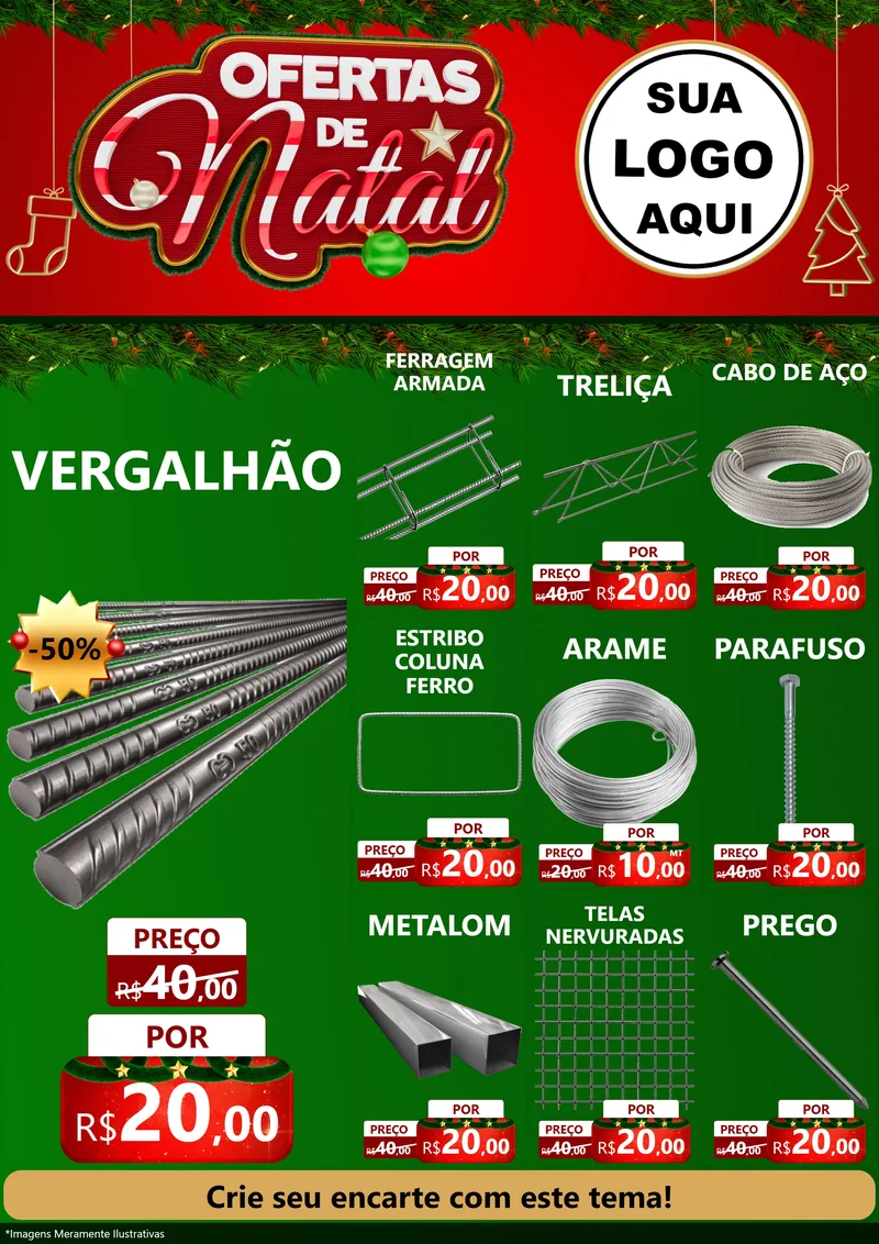 Modelo de Encarte para Encarte A4 Vertical com o tema Ofertas de Natal para Ferragens