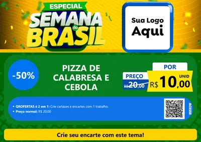 Modelo de Cartaz para Cartaz A4 Horizontal com o tema Especial Semana do Brasil para Pizzaria