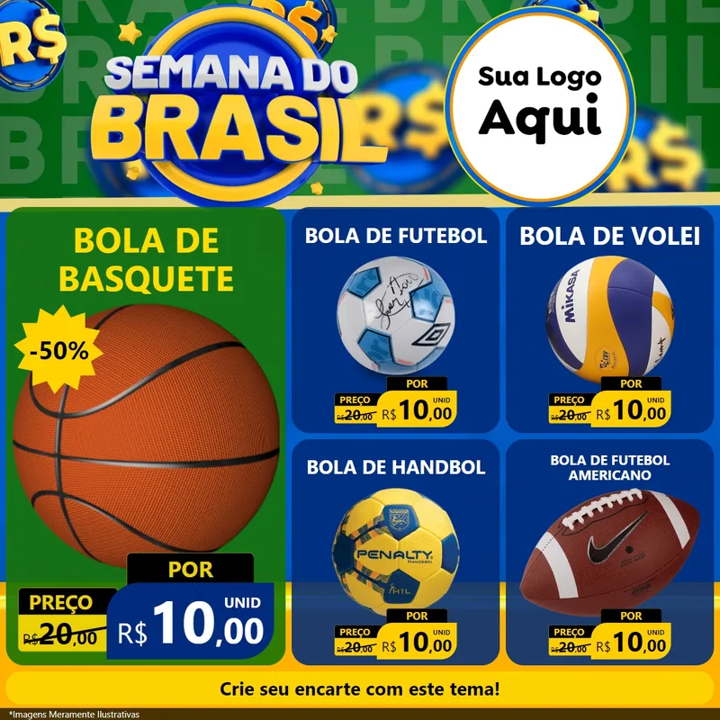 Modelo de Rede Social para Feed Facebook com o tema Semana Do Brasil para Artigos Esportivos