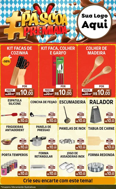 Modelo de Encarte para Encarte Grande com o tema Páscoa Premiada para Utilidades Domésticas