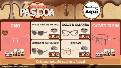 Modelo de TV para TV Horizontal com o tema Ofertas de Páscoa para Óticas