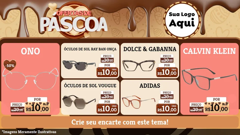 Modelo de TV para TV Horizontal com o tema Ofertas de Páscoa para Óticas