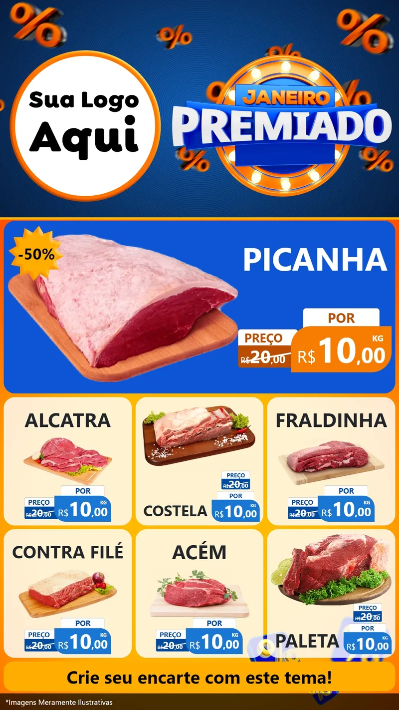 Modelo de Rede Social para Stories com o tema Janeiro Premiado para Açougue