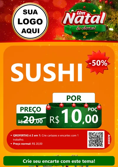 Modelo de Cartaz para Cartaz A4 Vertical com o tema Um Natal de Ofertas para Comida japonesa