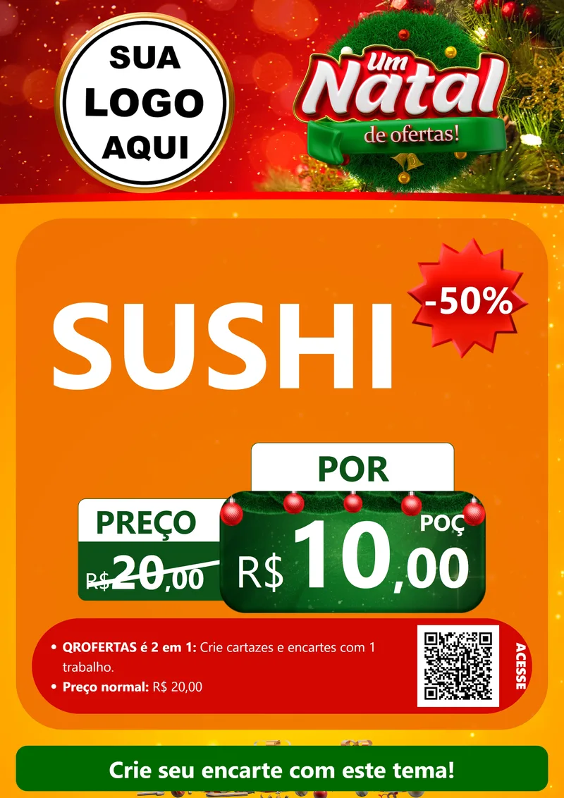 Modelo de Cartaz para Cartaz A4 Vertical com o tema Um Natal de Ofertas para Comida japonesa