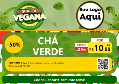 Modelo de Cartaz para Cartaz A4 Horizontal com o tema Quarta Vegana para Produtos Naturais