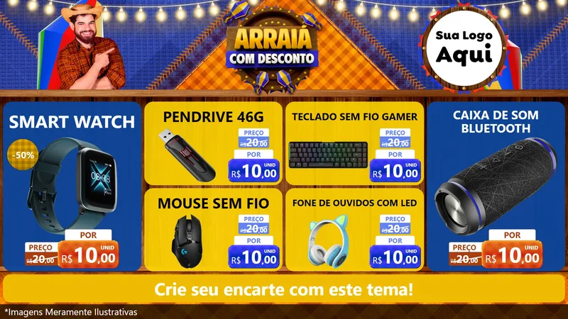 Modelo de TV para TV Horizontal com o tema Arraiá Com Desconto para Informática