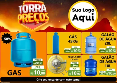 Modelo de Encarte para Encarte A4 Horizontal com o tema Torra Preços para Água e gás