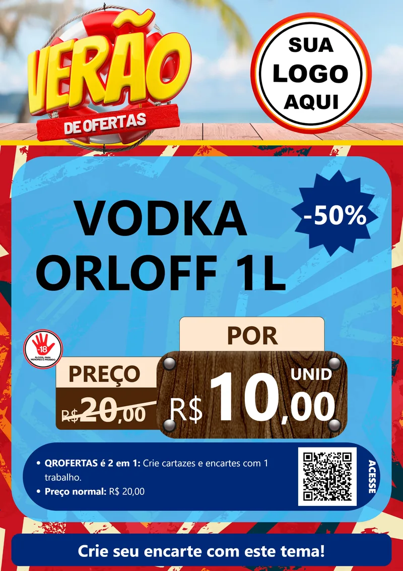 Modelo de Cartaz para Cartaz A4 Vertical com o tema Verão de Ofertas para Distribuidora de bebidas