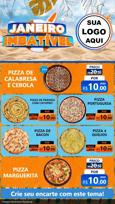 Modelo de TV para TV Vertical com o tema Janeiro Imbatível para Pizzaria