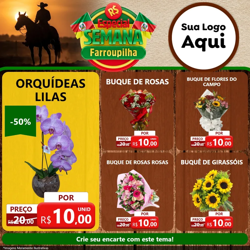 Modelo de Rede Social para Feed Facebook com o tema Especial Semana Farroupilha para Floricultura e jardim