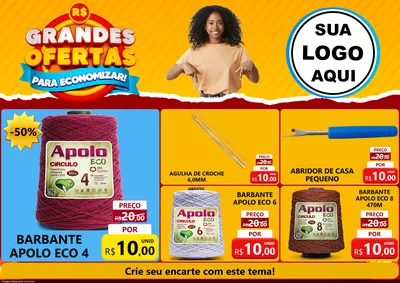 Modelo de Encarte para Encarte A4 Horizontal com o tema Grandes Ofertas Para Economizar! para Armarinho e Aviamentos
