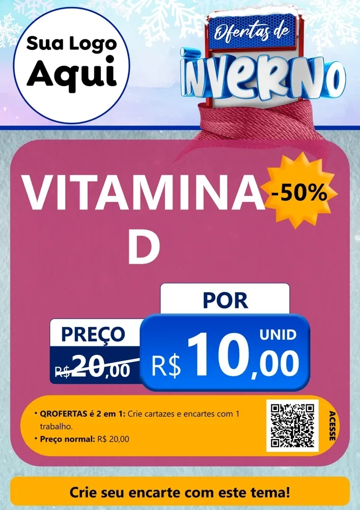 Modelo de Cartaz para Cartaz A4 Vertical com o tema Ofertas de Inverno para Farmácia