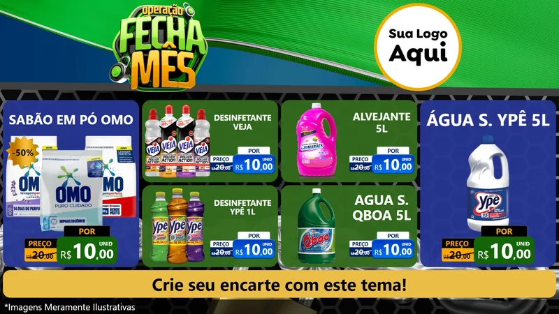 Modelo de TV para TV Horizontal com o tema Operação Fecha Mês para Produtos de Limpeza